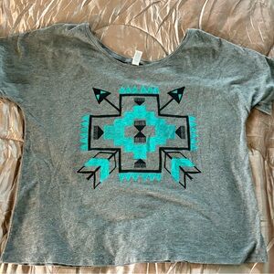 Gray Graphic Women's Western  Top